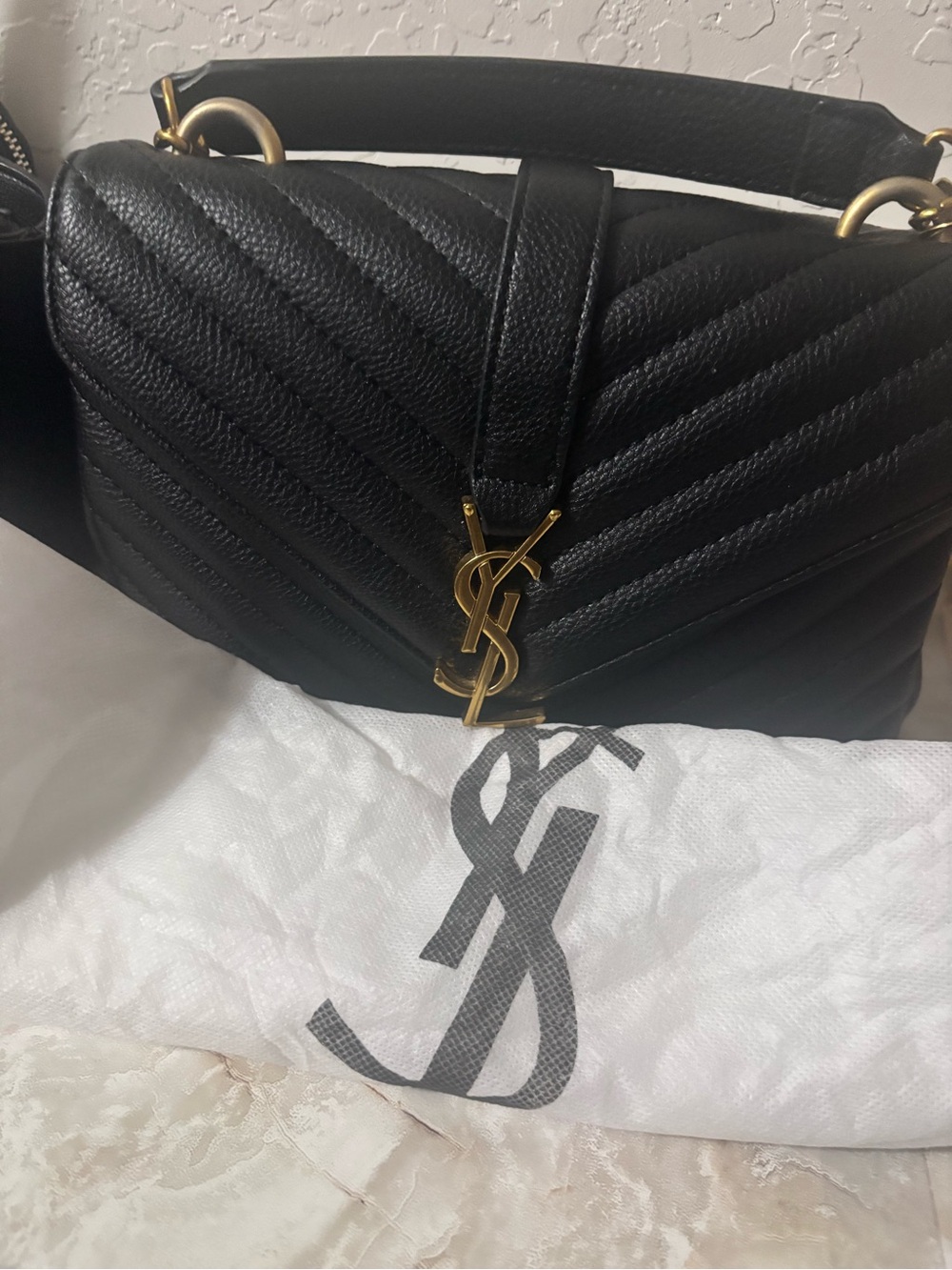 Black Quilted Leather Satchel with Gold  Hardware - Picture 10 of 10